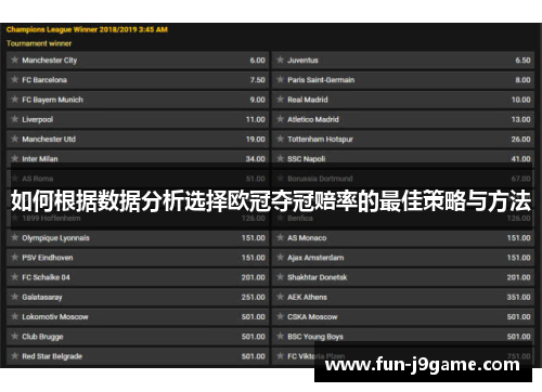 如何根据数据分析选择欧冠夺冠赔率的最佳策略与方法 如何根据数据分析选择欧冠夺冠赔率的最佳策略与方法